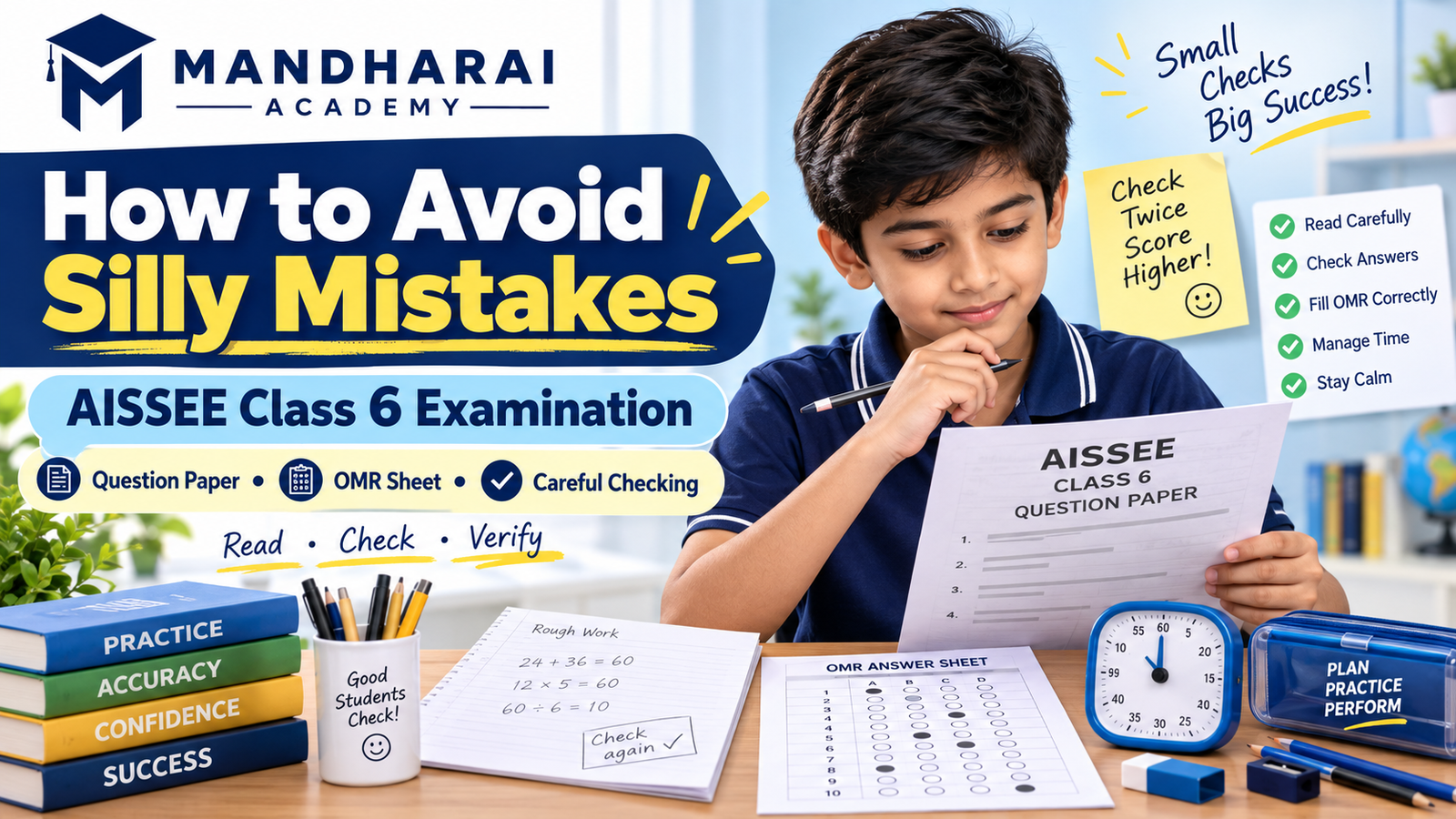 Student learning how to avoid silly mistakes in the AISSEE examination